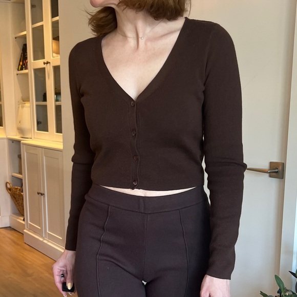 Aritzia Babaton Wool Cardigan Brown SMALL - Picture 2 of 9